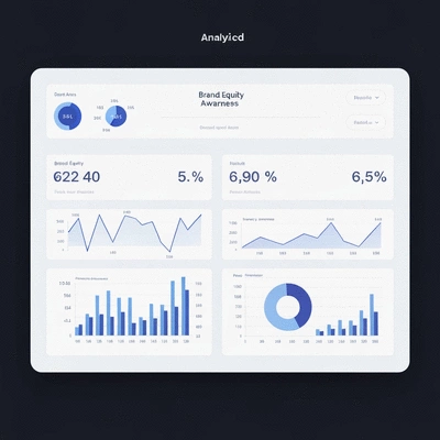 Professional dashboard showing analytics data for brand equity and awareness